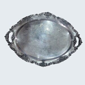 Reed & Barton King Francis Large Handled Metal Serving Tray Silverplate